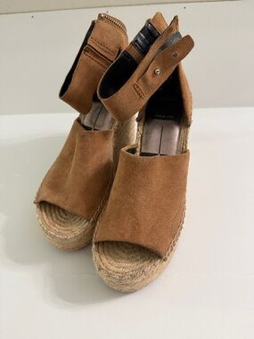 Dolce Vita Tan Suede Espadrille Ankle-Strap Wedge Sandals